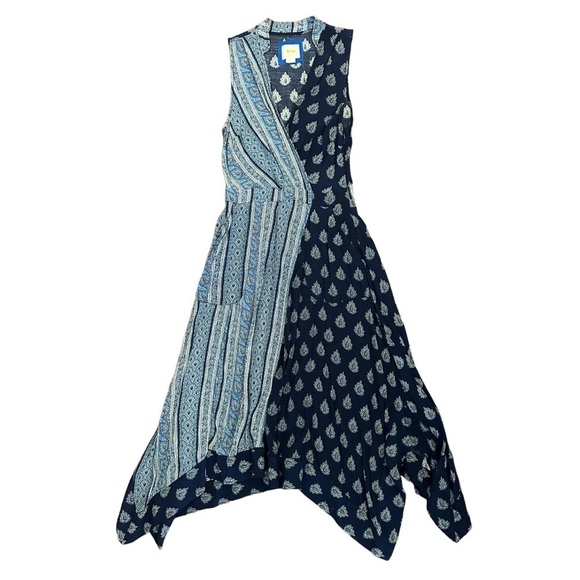 Anthropologie Maeve Paisley Bandana Patchwork Motif Midi Knee Length Dress, Sz 2 - Picture 5 of 11